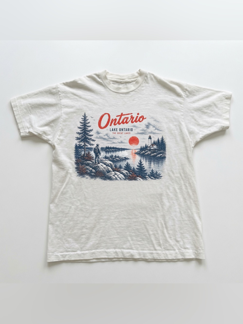 Ontario Lake Great Lakes Graphic T-Shirt Vintage 90s Tee Subtle Anti Trump Shirt